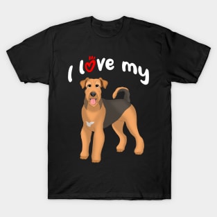 I Love My Airedale Terrier Dog T-Shirt